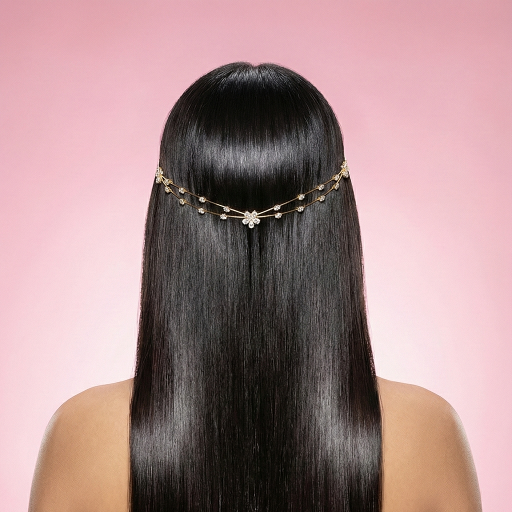 Gold Floral Hair Halo | Bridal Floral Hair Crown for Women | Wedding Hair Accessories