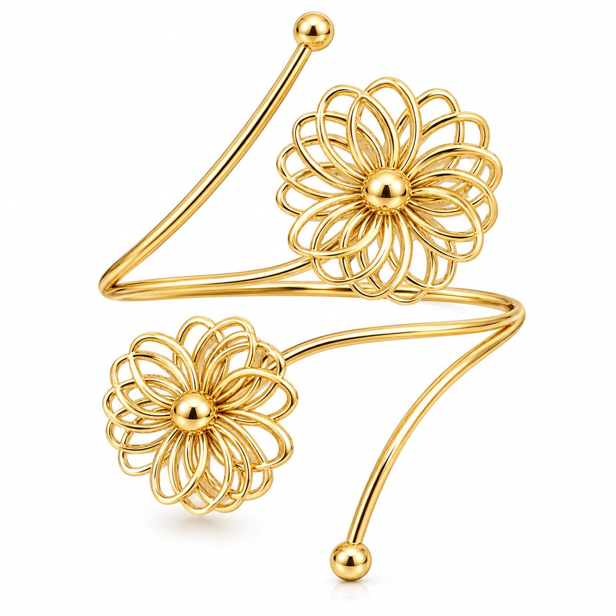 Gold Flower Bajuband Upper Arm Cuff for Women | Navratri Armlet