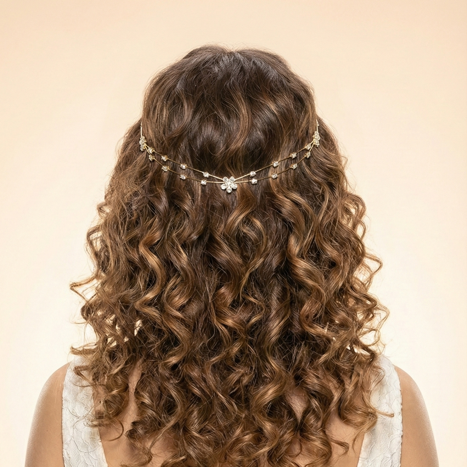 Gold Floral Hair Halo | Bridal Floral Hair Crown for Women | Wedding Hair Accessories