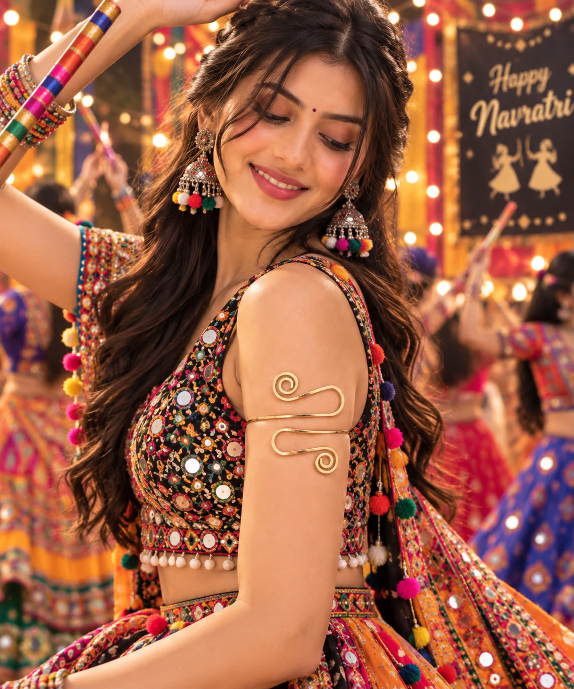 Gold Spiral Bajuband Arm Cuff for Women | Navratri & Diwali