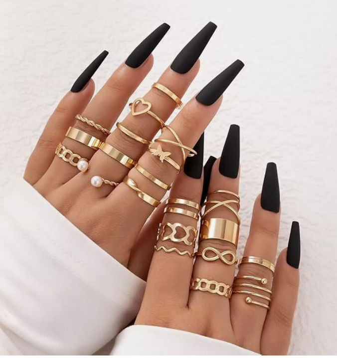 22 Piece Gold Ring Set | Statement Knuckle Ring Set for Women