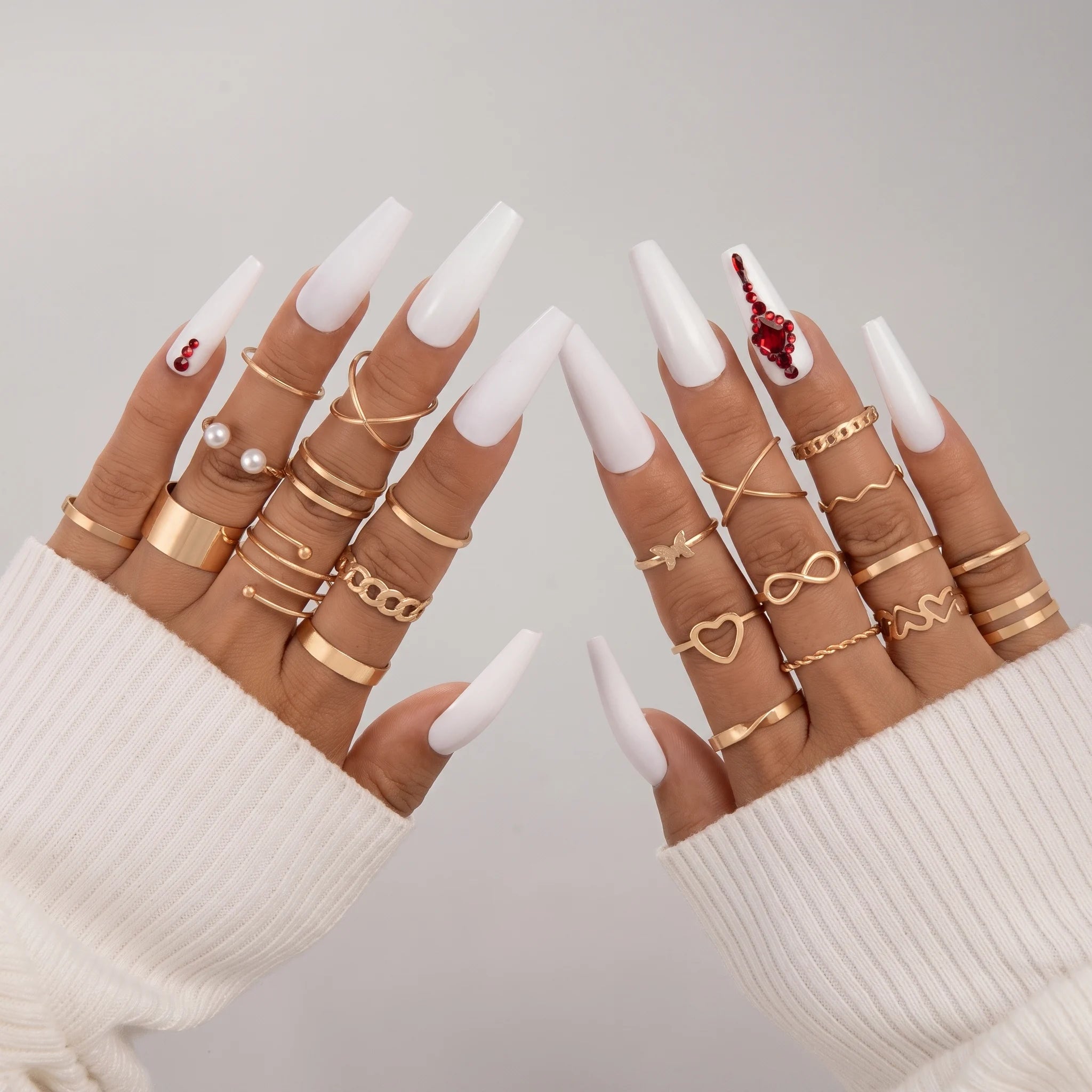22 Piece Gold Ring Set | Statement Knuckle Ring Set for Women