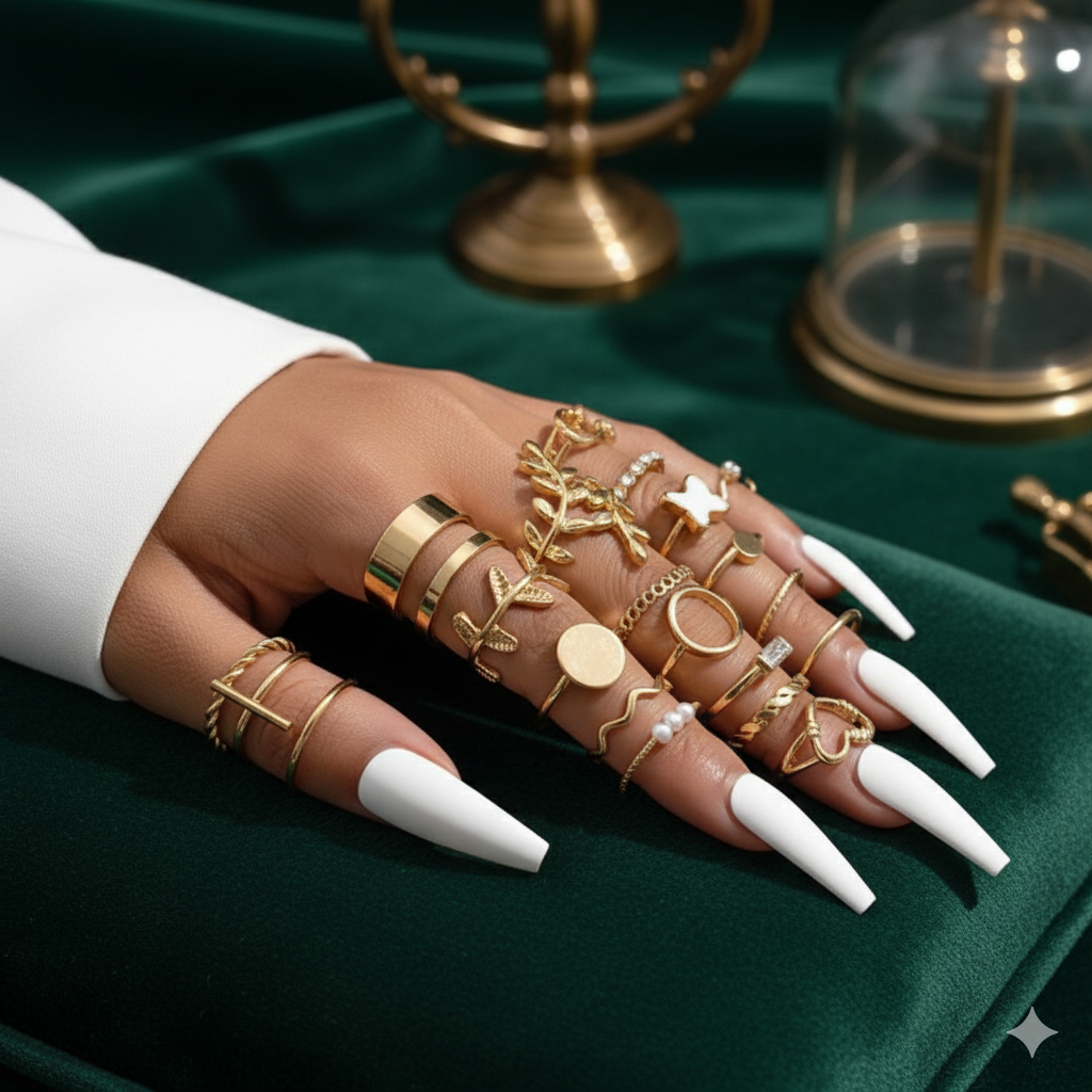 24 Piece Stacking Ring Set | Boho Gold Ring Set for Women