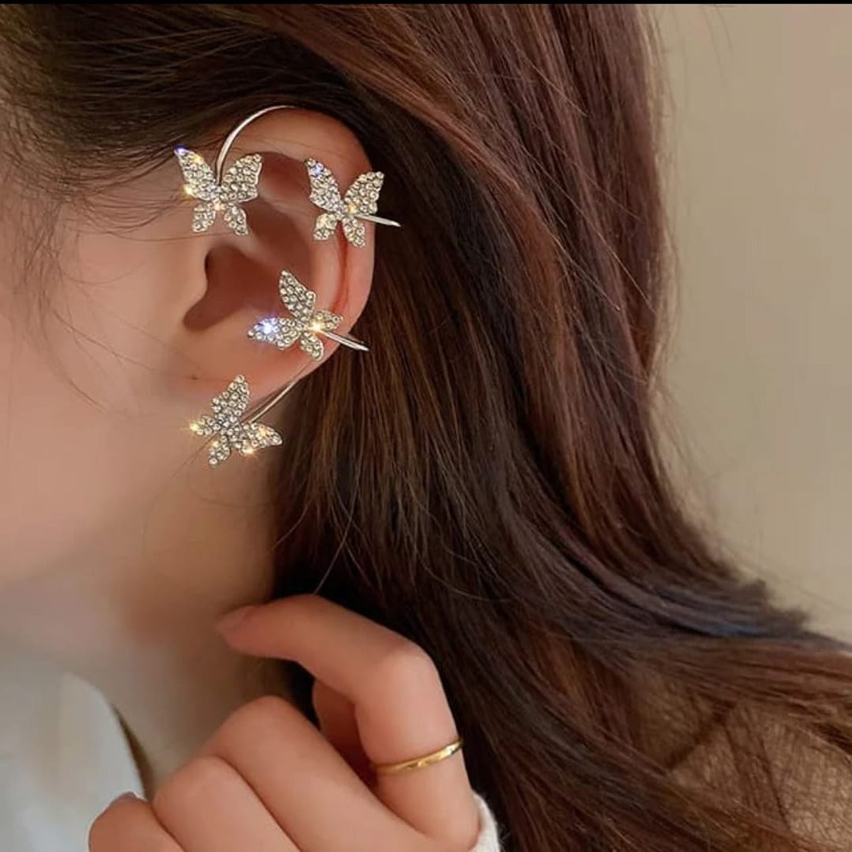 Sparkling Butterfly Ear Cuffs Set