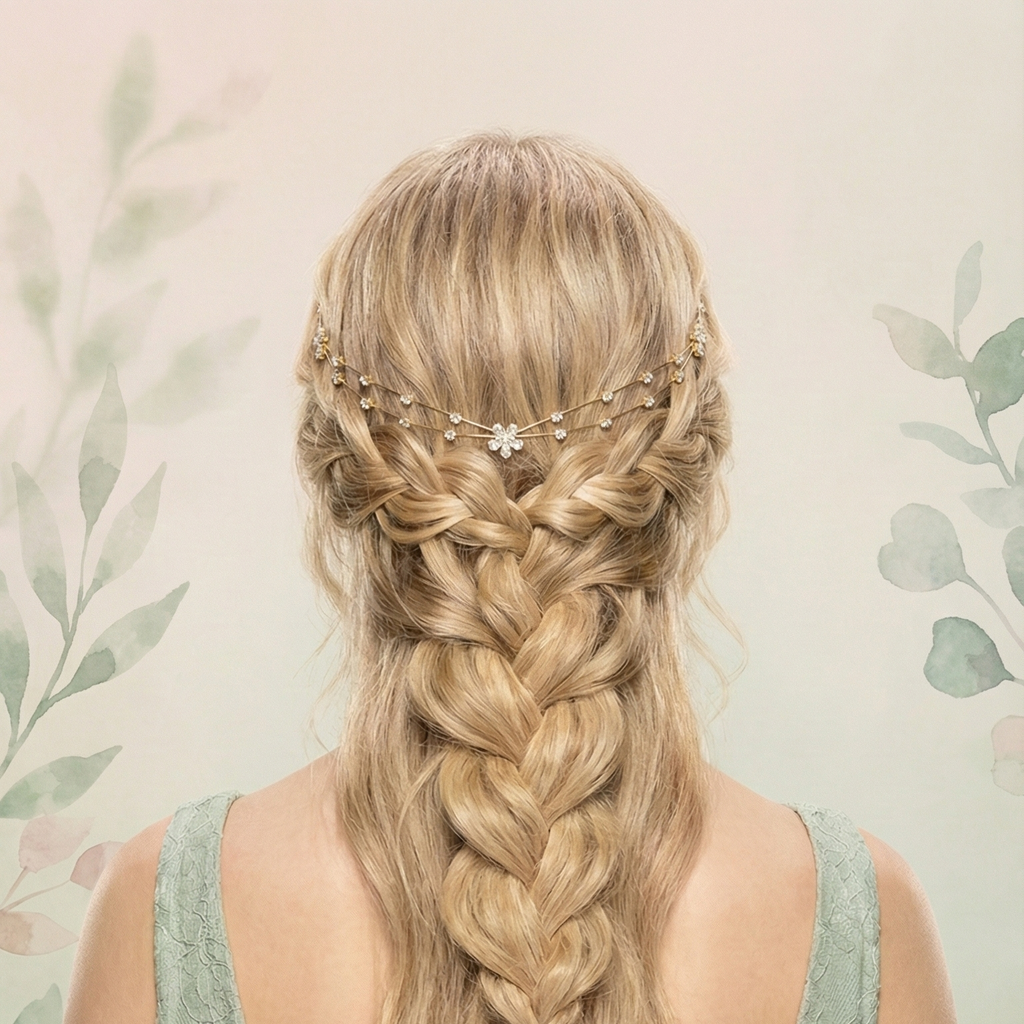 Gold Floral Hair Halo | Bridal Floral Hair Crown for Women | Wedding Hair Accessories