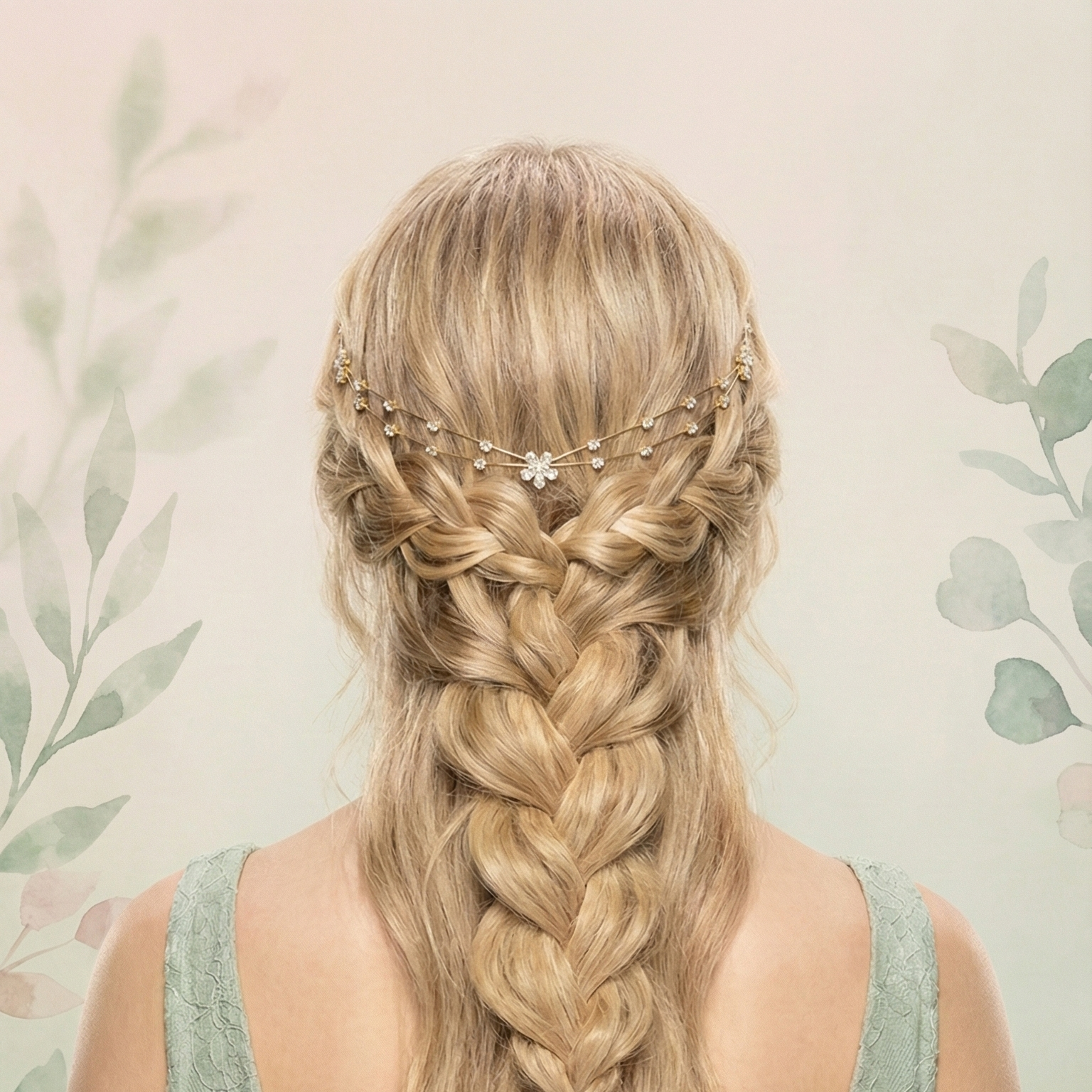 Gold Floral Hair Halo | Bridal Floral Hair Crown for Women | Wedding Hair Accessories