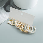 Gold, Pearl & 'LOVE' Hoop Earring Set