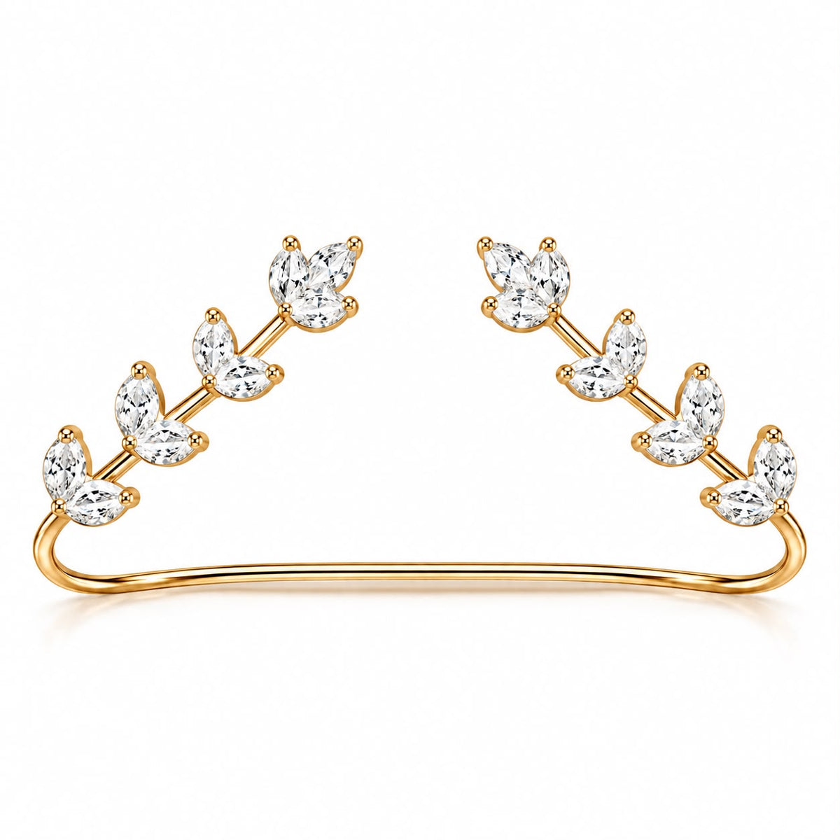 CZ Leaf Bangle Cuff, Gold Plated – Bridal Wear