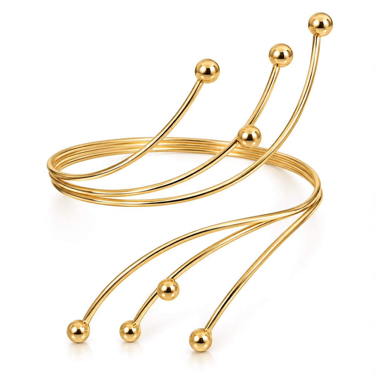 Gold Bajuband for Women – Spiral Ball-End Upper Arm Cuff