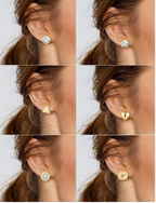 9-Pair Gold Toned Stud Earring Set - ORYX TREND EaringCollection: Comprehensive set of nine pairs of small stud earrings in gold tones.Default Title#