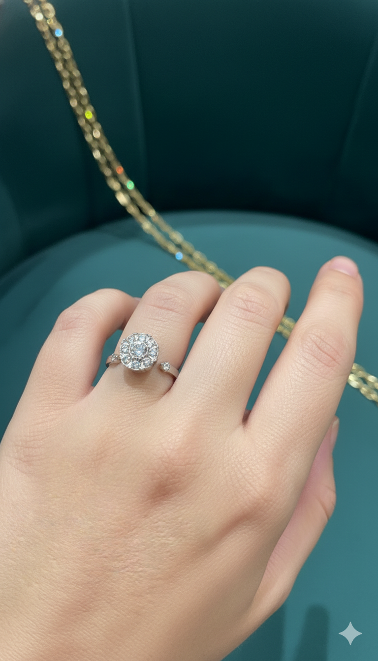 Adjustable Rotating Flower Ring