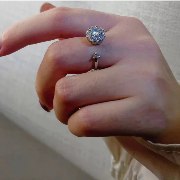 Adjustable Rotating Flower Ring | Spinner Fidget Ring for Women | Fashion Finger Ring