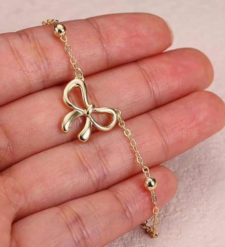 Anti Tarnish Infinity Bow Necklace | Gold Bow Pendant Necklace for Women | Gift Jewellery