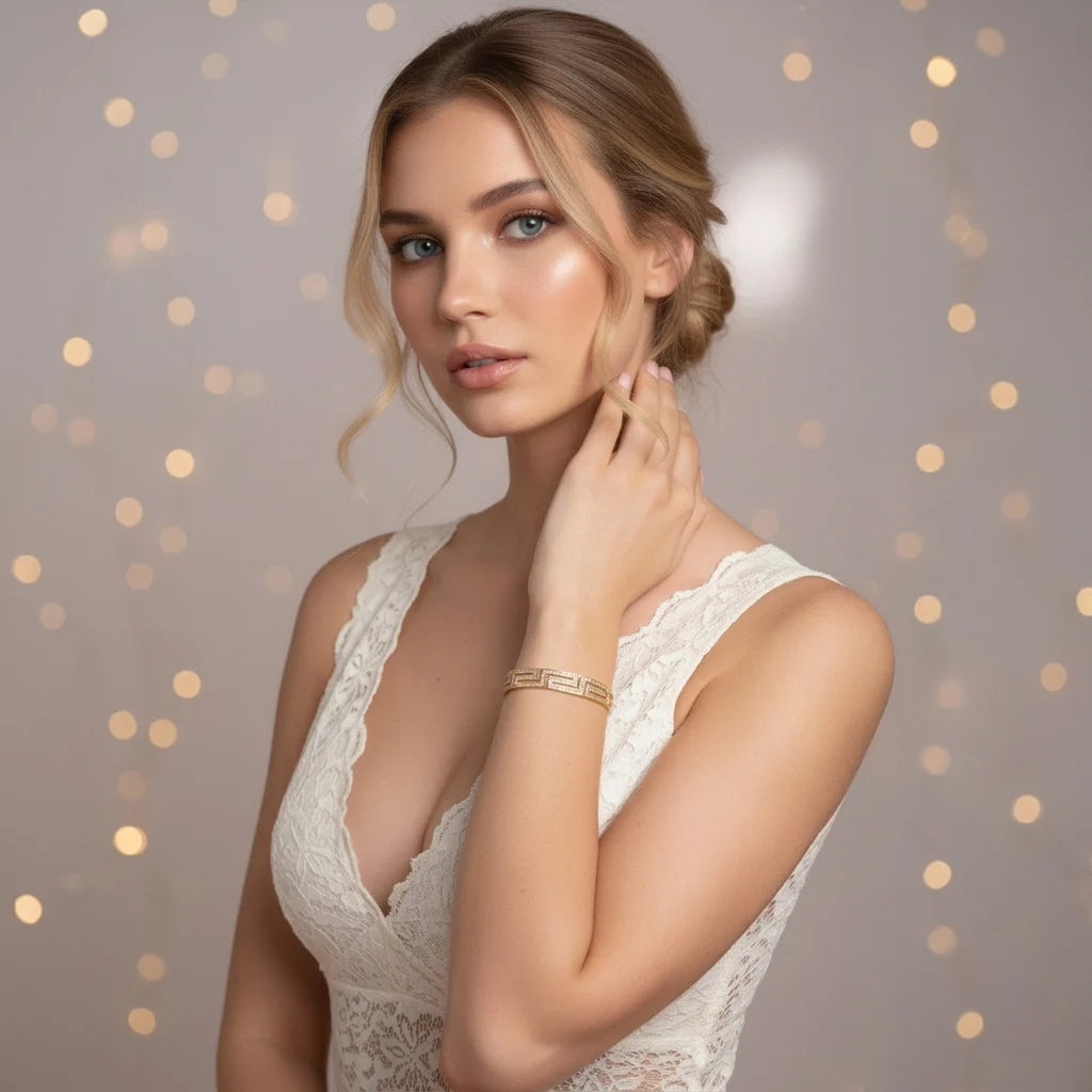 Aurea Keyline Gold Bracelet | Geometric Gold Cuff Bracelet for Women & Men | Fashion Jewellery
