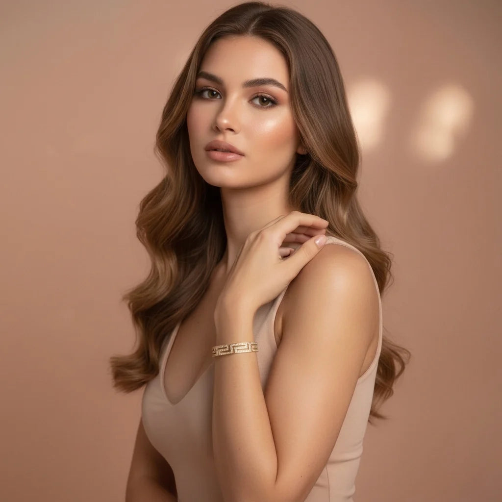 Aurea Keyline Gold Bracelet | Geometric Gold Cuff Bracelet for Women & Men | Fashion Jewellery
