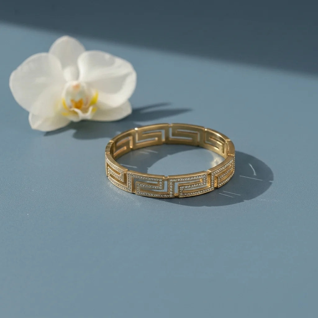 Aurea Keyline Gold Bracelet | Geometric Gold Cuff Bracelet for Women & Men | Fashion Jewellery