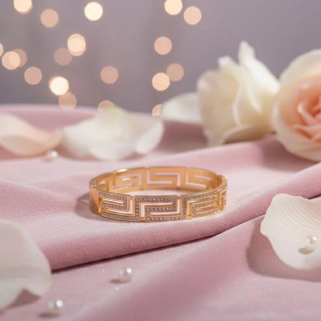 Aurea Keyline Gold Bracelet | Geometric Gold Cuff Bracelet for Women & Men | Fashion Jewellery