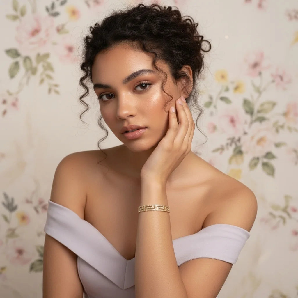 Aurea Keyline Gold Bracelet | Geometric Gold Cuff Bracelet for Women & Men | Fashion Jewellery
