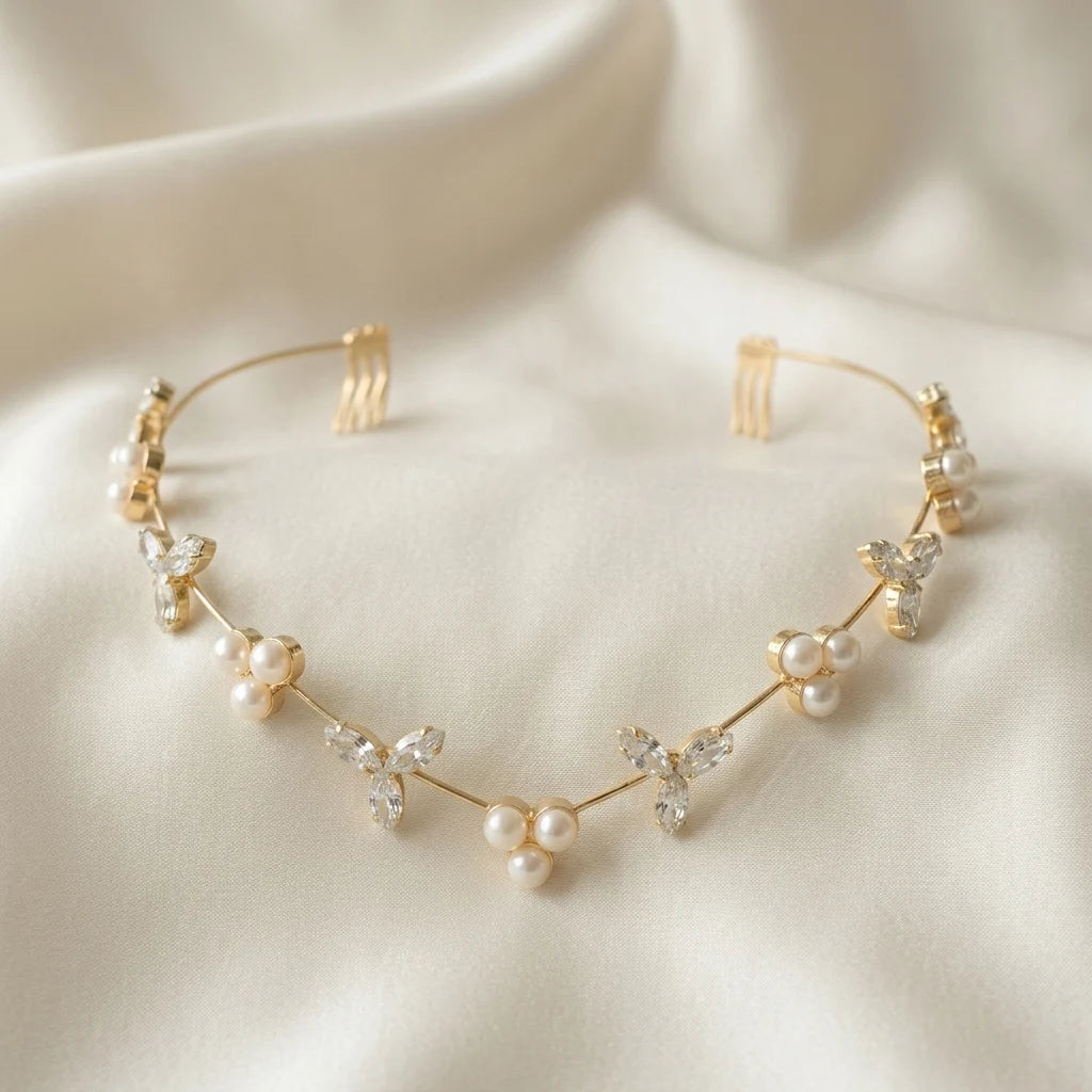 Aurelia Vine Hair Halo | Gold Floral Bridal Hair Crown | Wedding Hair Accessories for Women