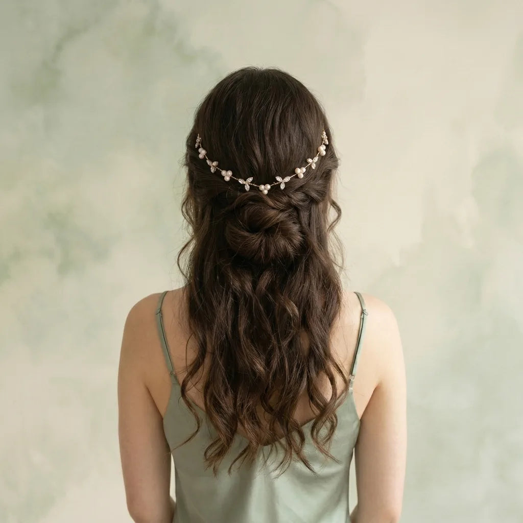 Aurelia Vine Hair Halo | Gold Floral Bridal Hair Crown | Wedding Hair Accessories for Women