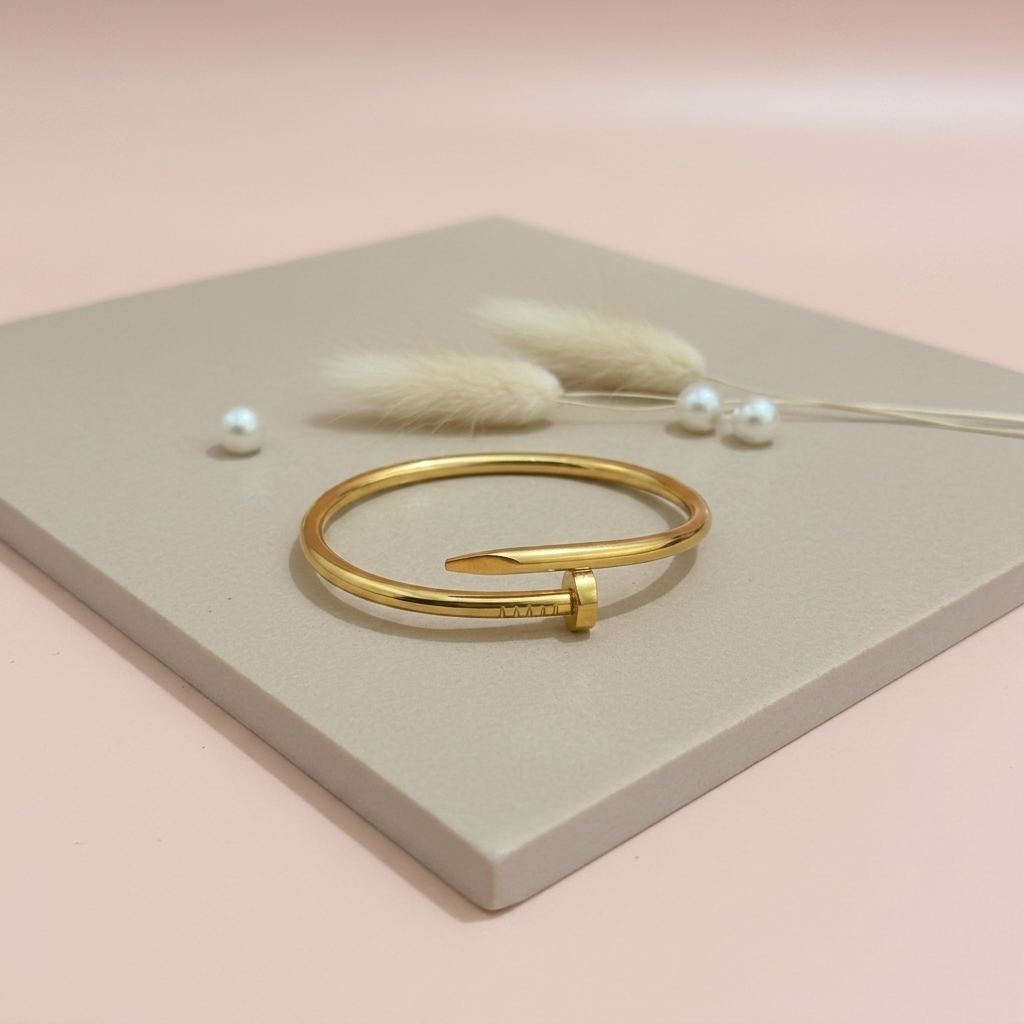 Aurum Nail Cuff Bracelet | Gold Nail Bangle for Women & Men | Unisex Fashion Jewellery