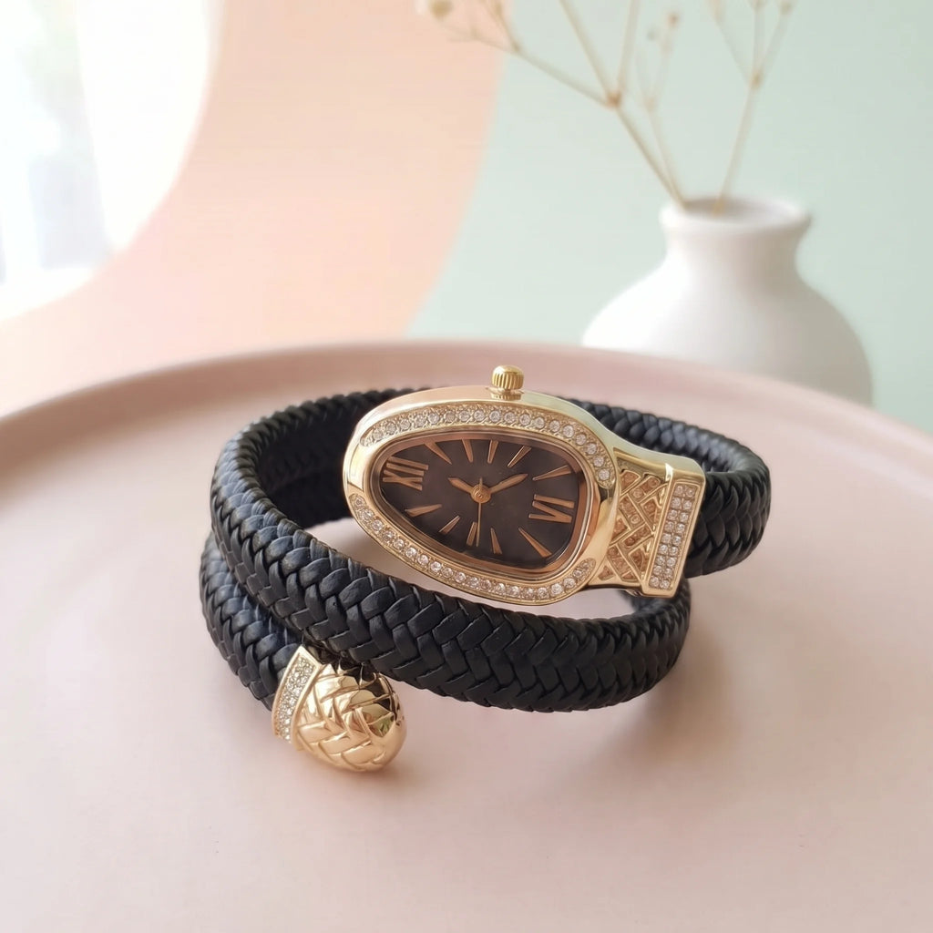 Black Serpent Watch | Black Dial Minimalist Watch for  Women