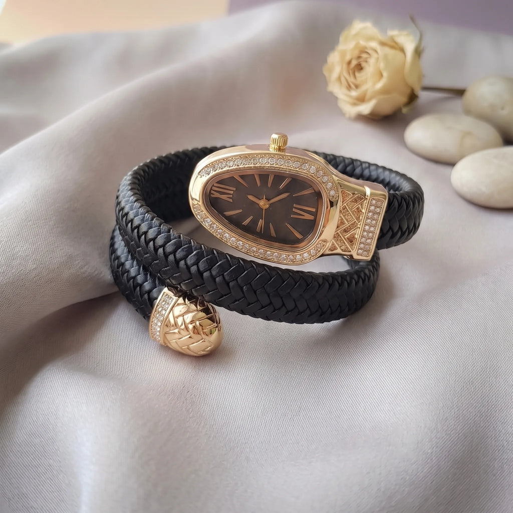Black Serpent Watch | Black Dial Minimalist Watch for  Women