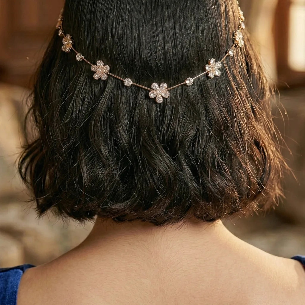 Bloom Crystal Floral Hair Chain | Bridal Hair Accessories for Women