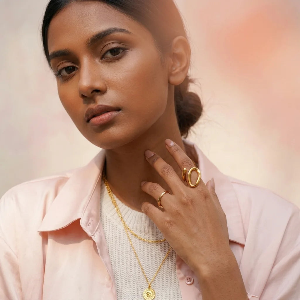 Bold Abstract Gold Loop Ring - Fluid Statement Jewelry