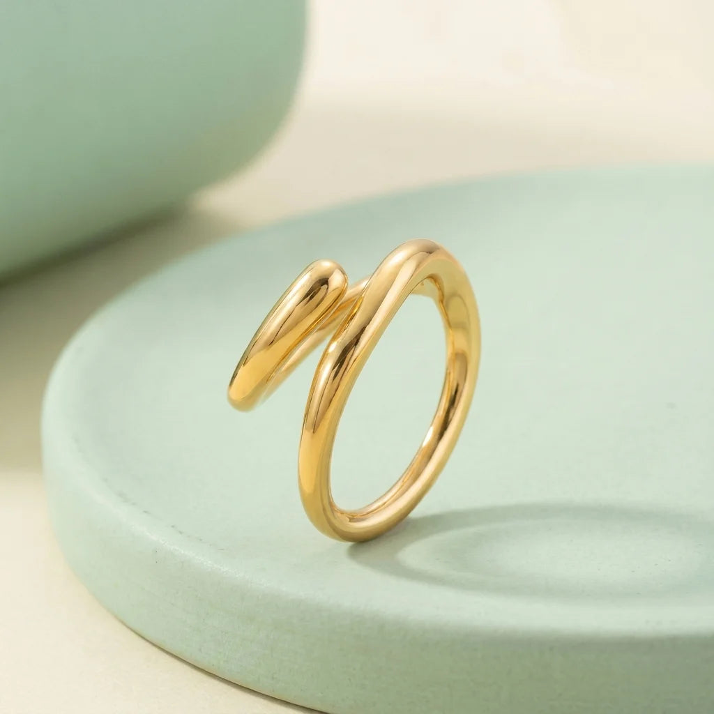 Bold Abstract Gold Loop Ring - Fluid Statement Jewelry