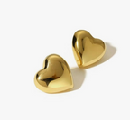 Bold Gold Puffy Heart Stud Earrings - ORYX TREND EaringChunky, polished gold heart stud earrings with a voluminous, domed design that offers a fun and romantic statement.Default Title#