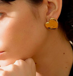Bold Gold Puffy Heart Stud Earrings - ORYX TREND EaringChunky, polished gold heart stud earrings with a voluminous, domed design that offers a fun and romantic statement.Default Title#