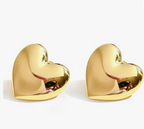 Bold Gold Puffy Heart Stud Earrings - ORYX TREND EaringChunky, polished gold heart stud earrings with a voluminous, domed design that offers a fun and romantic statement.Default Title#
