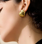 Bold Gold Puffy Heart Stud Earrings - ORYX TREND EaringChunky, polished gold heart stud earrings with a voluminous, domed design that offers a fun and romantic statement.Default Title#