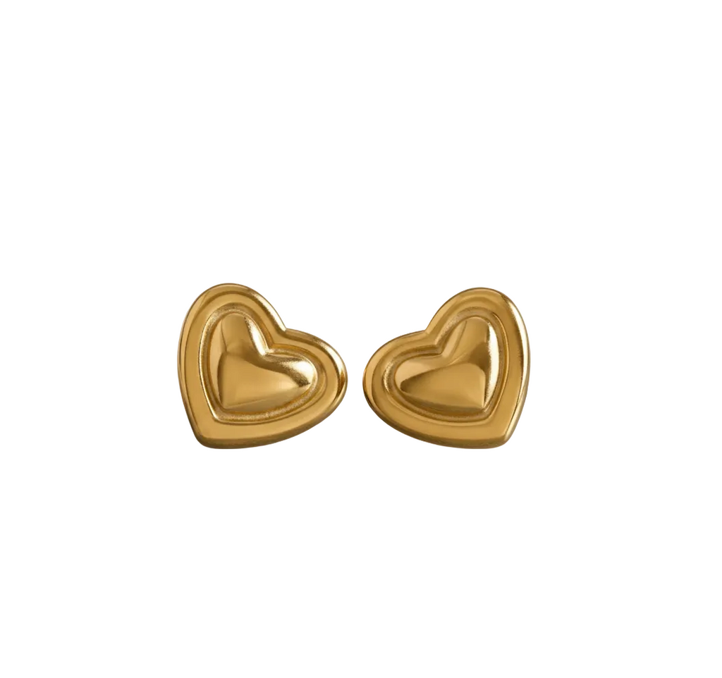 Bold Gold-Tone Stainless Steel Heart Stud Earrings - ORYX TREND EaringMake a statement with these chunky, high-polish heart stud earrings. Crafted from durable stainless steel, these earrings feature a bright gold tone and a dimensional, puffy heart shape. They are designed to be eye-catching yet comfortable for everyday wear. The stainless steel construction offers excellent resistance to tarnishing and rust.Default Title#