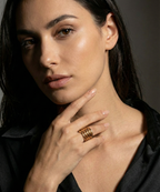 Bold Gold Woven Dome Ring - Wide Multi-Layer Statement Band