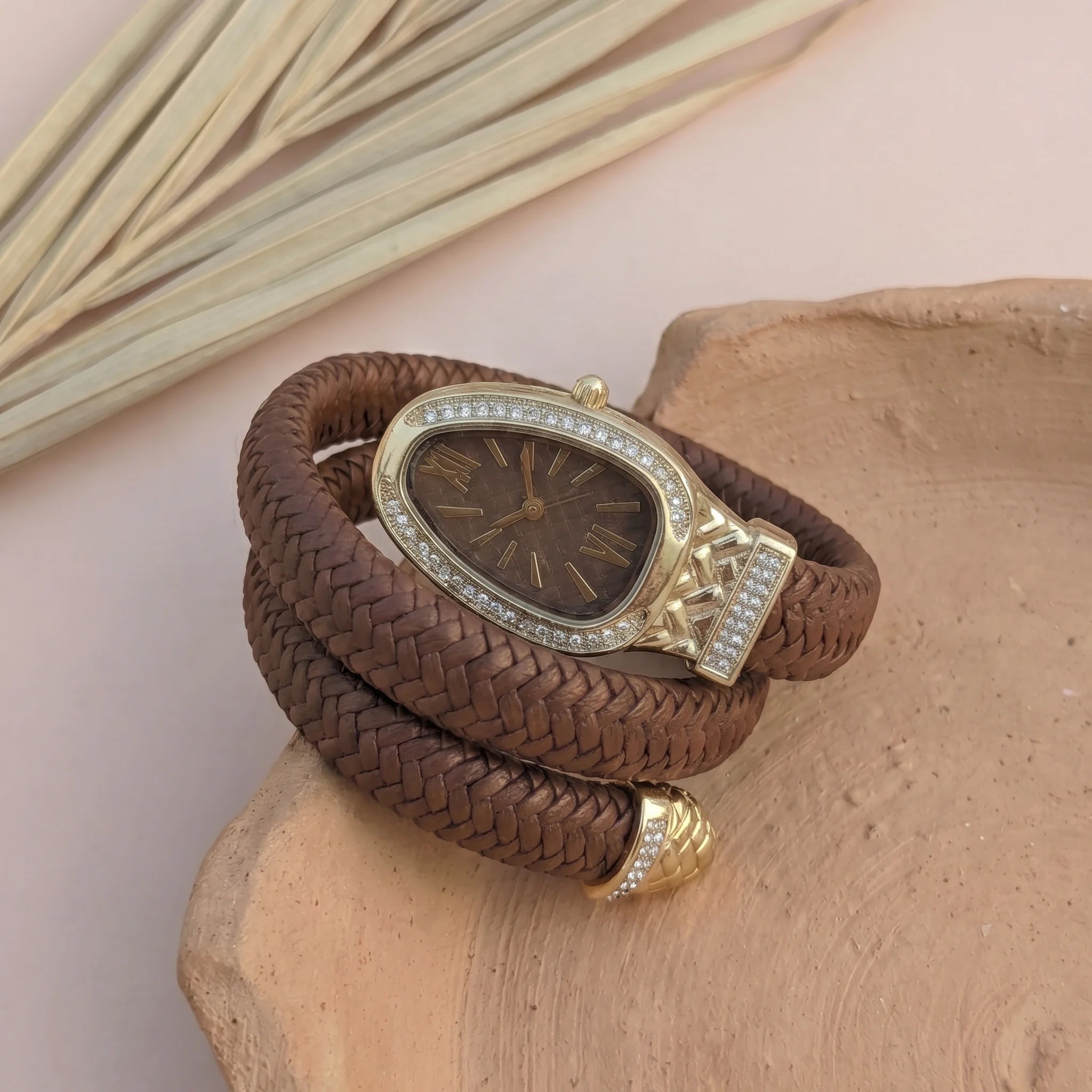 Brown Serpent Watch | Brown Leather Strap Watch for Women