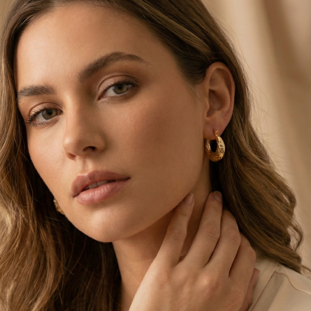 Carved Gold Chunky Hoop Earrings - Textured Huggies - ORYX TREND EaringElevate your earring stack with the ORYX trend Carved Gold Chunky Hoop Earrings. These small, substantial hoops feature a beautiful etched, starburst texture that catches the light and adds a vintage-inspired touch. Designed for comfortable, everyday wear, these huggies are the perfect size for adding a pop of golden glamour. A timeless and versatile addition to your ORYX trend collection of gold jewelry.Default Title#