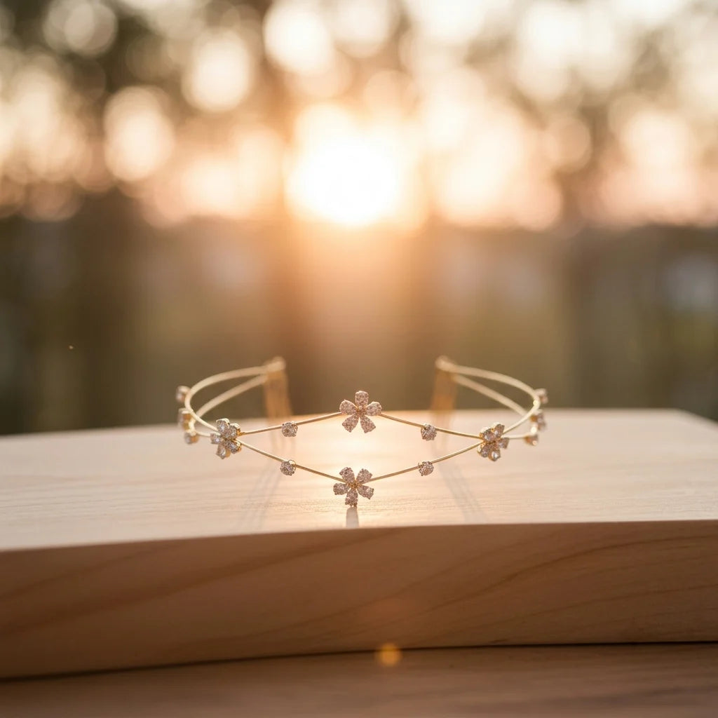 Celestia Bloom Hair Halo | Crystal Floral Bridal Hair Halo | Wedding Hair Accessories