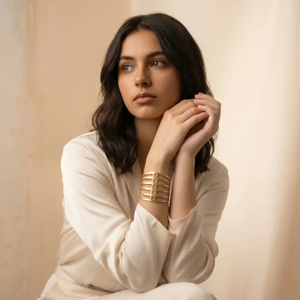 Celestial Charm Stackable Bracelet Set | 6 Piece Gold Bangle Set for Women