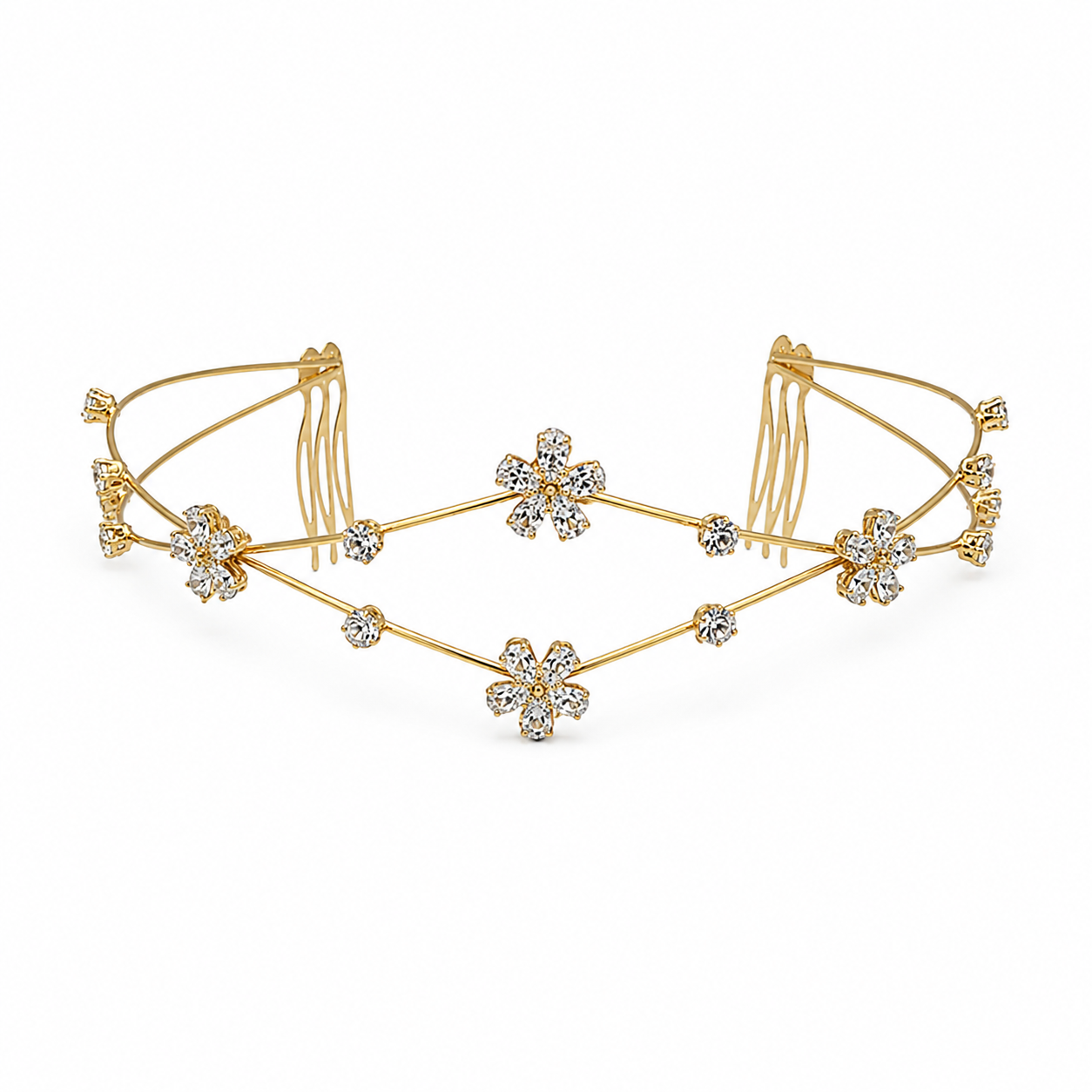 Celestia Bloom Hair Halo | Crystal Floral Bridal Hair Halo | Wedding Hair Accessories