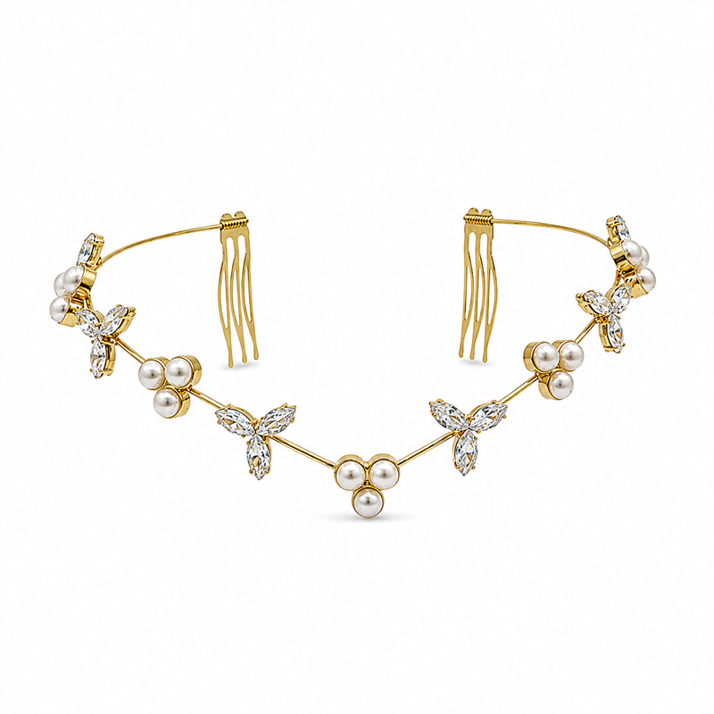 Aurelia Vine Hair Halo | Gold Floral Bridal Hair Crown | Wedding Hair Accessories for Women