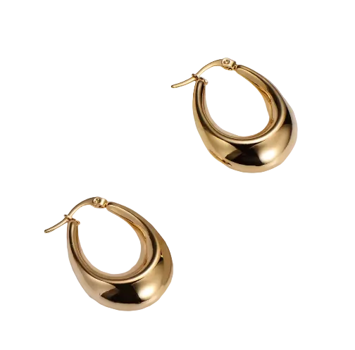 Chunky Domed Gold Hoop Earrings - ORYX TREND EaringDesign: Classic medium-sized hoop with a modern, chunky, domed, and polished silhouette.Default Title#