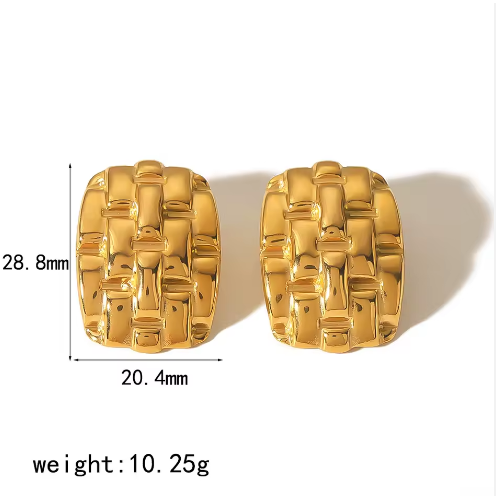 Chunky Woven Basket Stud Earrings - ORYX TREND EaringBold, wide stud earrings featuring an all-over basket-weave or interwoven texture.Default Title#