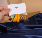 Color-Block Mixed Media Hoop Set for Everyday Use - ORYX TREND EaringCollection: Set of four chunky hoop earrings featuring varying sizes and materials.Default Title#