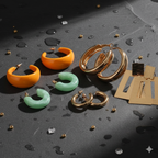 Color-Block Mixed Media Hoop Set for Everyday Use - ORYX TREND EaringCollection: Set of four chunky hoop earrings featuring varying sizes and materials.Default Title#