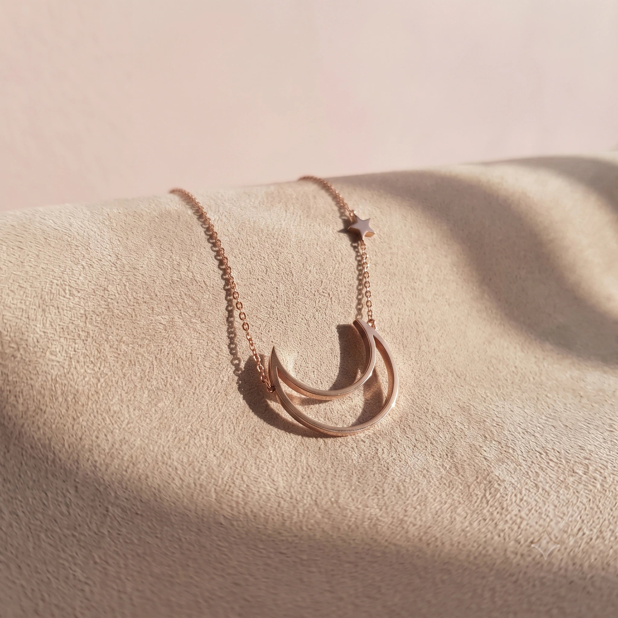 Dainty Crescent Moon & Star Necklace - Celestial Layering Jewelry