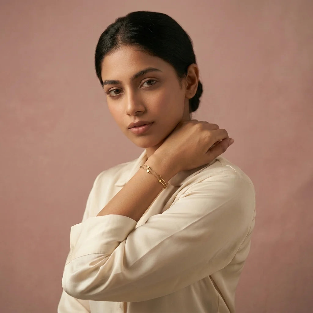 Dainty Layered Gold Bracelet - Minimalist Stacking Bracelet.