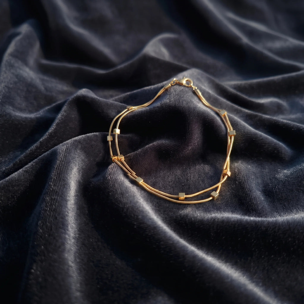 Dainty Layered Gold Bracelet - Minimalist Stacking Bracelet.
