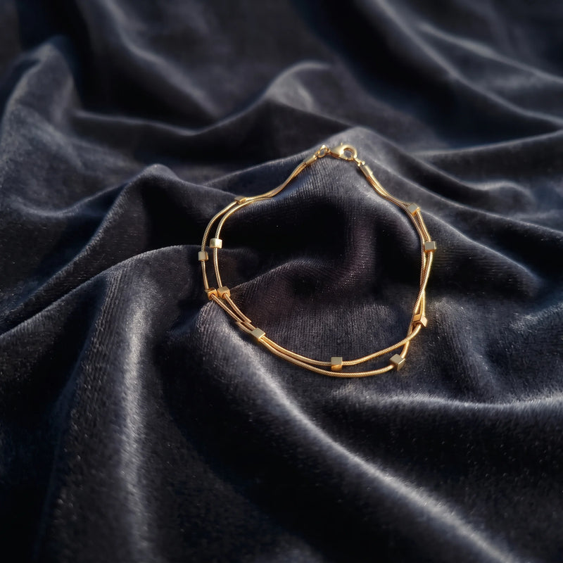 Dainty Layered Gold Bracelet - Minimalist Stacking Bracelet.